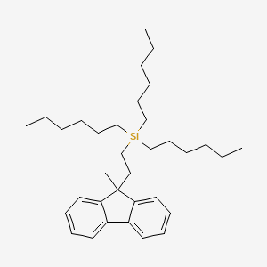 molecular formula C34H54Si B12538952 Trihexyl-[2-(9-methylfluoren-9-yl)ethyl]silane CAS No. 660437-37-6