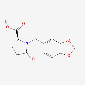 molecular formula C13H13NO5 B12539027 L-Proline, 1-(1,3-benzodioxol-5-ylmethyl)-5-oxo- CAS No. 669090-63-5