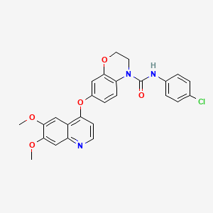 molecular formula C26H22ClN3O5 B12539715 N-(4-Chlorophenyl)-7-[(6,7-Dimethoxyquinolin-4-Yl)oxy]-2,3-Dihydro-1,4-Benzoxazine-4-Carboxamide 