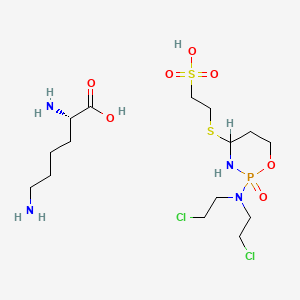 molecular formula C15H33Cl2N4O7PS2 B1253998 2-[[2-[bis(2-chloroethyl)amino]-2-oxo-1,3,2λ5-oxazaphosphinan-4-yl]sulfanyl]ethanesulfonic acid;(2S)-2,6-diaminohexanoic acid 