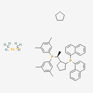 molecular formula C50H60FeP2 B12540184 Bis(3,5-dimethylphenyl)-[(1S)-1-(2-dinaphthalen-1-ylphosphanylcyclopentyl)ethyl]phosphane;carbanide;cyclopentane;iron(2+) 