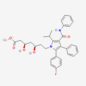 molecular formula C33H34CaFN2O5+ B1254047 calcium;(3R,5R)-7-[2-(4-fluorophenyl)-3-phenyl-4-(phenylcarbamoyl)-5-propan-2-ylpyrrol-1-yl]-3,5-dihydroxyheptanoate 