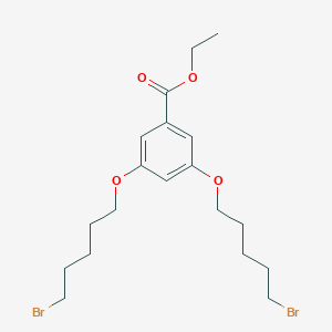 molecular formula C19H28Br2O4 B12540647 Ethyl 3,5-bis[(5-bromopentyl)oxy]benzoate CAS No. 142763-07-3