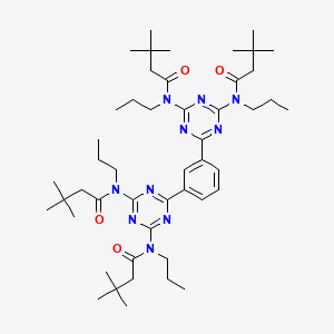 molecular formula C48H76N10O4 B12540726 N-[4-[3-[4,6-bis[3,3-dimethylbutanoyl(propyl)amino]-1,3,5-triazin-2-yl]phenyl]-6-[3,3-dimethylbutanoyl(propyl)amino]-1,3,5-triazin-2-yl]-3,3-dimethyl-N-propylbutanamide 