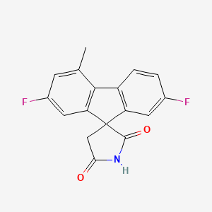 molecular formula C17H11F2NO2 B12540754 Spiro[9H-fluorene-9,3'-pyrrolidine]-2',5'-dione, 2,7-difluoro-4-methyl- CAS No. 143222-20-2