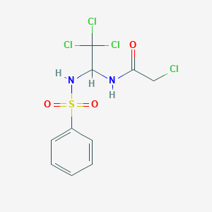 molecular formula C10H10Cl4N2O3S B12540813 N-{1-[(Benzenesulfonyl)amino]-2,2,2-trichloroethyl}-2-chloroacetamide CAS No. 680218-26-2