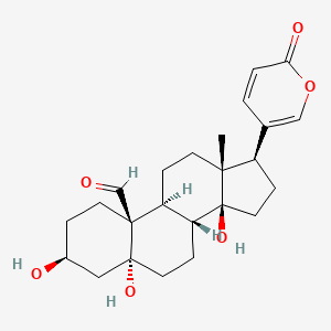 molecular formula C24H32O6 B1254086 (3S,5R,8R,9S,10S,13R,14S,17R)-3,5,14-trihydroxy-13-methyl-17-(6-oxopyran-3-yl)-2,3,4,6,7,8,9,11,12,15,16,17-dodecahydro-1H-cyclopenta[a]phenanthrene-10-carbaldehyde 
