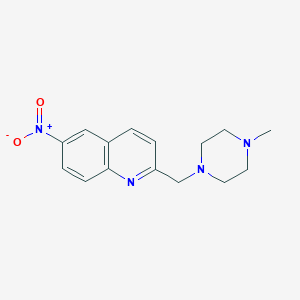molecular formula C15H18N4O2 B12540950 Quinoline, 2-[(4-methyl-1-piperazinyl)methyl]-6-nitro- CAS No. 832102-02-0