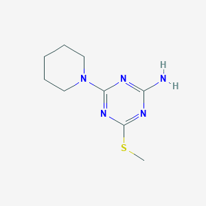molecular formula C9H15N5S B012541 4-(Methylthio)-6-piperidino-1,3,5-triazin-2-amine CAS No. 101071-66-3