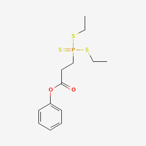 molecular formula C13H19O2PS3 B12541003 Propanoic acid, 3-[bis(ethylthio)phosphinothioyl]-, phenyl ester CAS No. 651727-32-1