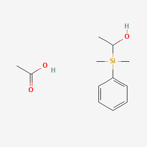 molecular formula C12H20O3Si B12541038 Acetic acid;1-[dimethyl(phenyl)silyl]ethanol CAS No. 143370-45-0