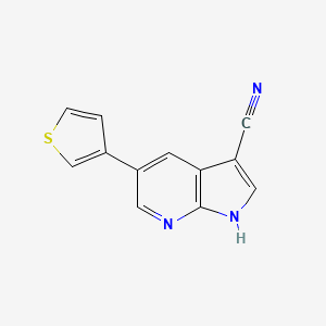molecular formula C12H7N3S B12541188 1H-Pyrrolo[2,3-b]pyridine-3-carbonitrile, 5-(3-thienyl)- 