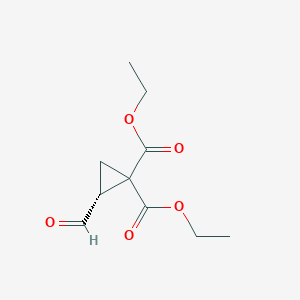 molecular formula C10H14O5 B12541263 Diethyl (2R)-2-formylcyclopropane-1,1-dicarboxylate CAS No. 654674-04-1