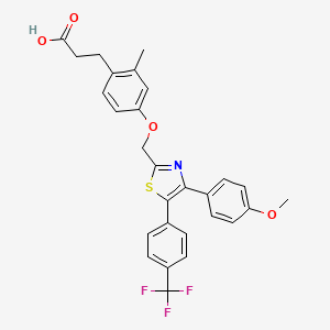 molecular formula C28H24F3NO4S B12541313 Benzenepropanoic acid, 4-[[4-(4-methoxyphenyl)-5-[4-(trifluoromethyl)phenyl]-2-thiazolyl]methoxy]-2-methyl- 