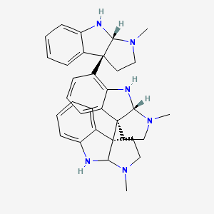 molecular formula C33H38N6 B1254141 (3aR,8bR)-5-[(3aR,8bR)-3-methyl-1,2,3a,4-tetrahydropyrrolo[2,3-b]indol-8b-yl]-8b-[(8bS)-3-methyl-1,2,3a,4-tetrahydropyrrolo[2,3-b]indol-8b-yl]-3-methyl-1,2,3a,4-tetrahydropyrrolo[2,3-b]indole 