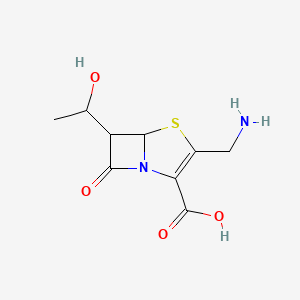 molecular formula C9H12N2O4S B1254146 4-Thia-1-azabicyclo[3.2.0]hept-2-ene-2-carboxylic acid, 3-(aminomethyl)-6-[(1R)-1-hydroxyethyl]-7-oxo-, (5R,6S)- 