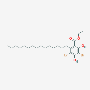 molecular formula C24H38Br2O4 B12541656 Ethyl 3,5-dibromo-2,4-dihydroxy-6-pentadecylbenzoate CAS No. 142956-00-1