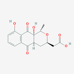 molecular formula C16H16O7 B1254167 2-[(1S,3R,4aR,10aS)-9,10a-dihydroxy-1-methyl-5,10-dioxo-1,3,4,4a-tetrahydrobenzo[g]isochromen-3-yl]acetic acid 