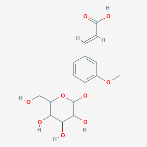 molecular formula C16H20O9 B1254178 (E)-3-[3-methoxy-4-[3,4,5-trihydroxy-6-(hydroxymethyl)oxan-2-yl]oxyphenyl]prop-2-enoic acid 