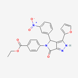 molecular formula C24H18N4O6 B1254180 4-[3-(2-Furanyl)-4-(3-nitrophenyl)-6-oxo-2,4-dihydropyrrolo[3,4-c]pyrazol-5-yl]benzoic acid ethyl ester 