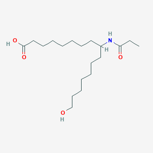 molecular formula C19H37NO4 B12541806 Hexadecanoic acid, 16-hydroxy-9-[(1-oxopropyl)amino]- CAS No. 833484-03-0