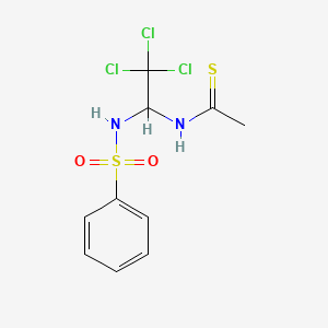 molecular formula C10H11Cl3N2O2S2 B12542125 Ethanethioamide, N-[2,2,2-trichloro-1-[(phenylsulfonyl)amino]ethyl]- CAS No. 667422-39-1