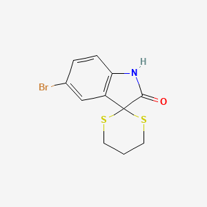 molecular formula C11H10BrNOS2 B12542132 5-Bromo-3,3-(propylenedithio)-1,3-dihydro-indole-2-one CAS No. 850349-48-3