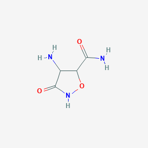 molecular formula C4H7N3O3 B12542379 5-Isoxazolidinecarboxamide, 4-amino-3-oxo-(9CI) CAS No. 672942-93-7