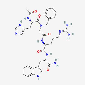 molecular formula C34H43N11O5 B12542416 N-Acetyl-L-histidyl-N-benzylglycyl-N~5~-(diaminomethylidene)-L-ornithyl-L-tryptophanamide CAS No. 653592-23-5