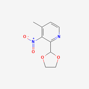molecular formula C9H10N2O4 B12542649 Pyridine, 2-(1,3-dioxolan-2-yl)-4-methyl-3-nitro- CAS No. 143509-44-8