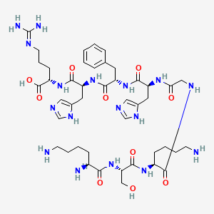 molecular formula C44H69N17O10 B12542913 L-Lysyl-L-seryl-L-lysylglycyl-L-histidyl-L-phenylalanyl-L-histidyl-N~5~-(diaminomethylidene)-L-ornithine CAS No. 671820-86-3