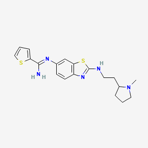 molecular formula C19H23N5S2 B12543379 2-Thiophenecarboximidamide, N-[2-[[2-(1-methyl-2-pyrrolidinyl)ethyl]amino]-6-benzothiazolyl]- 