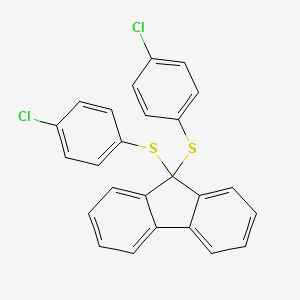 molecular formula C25H16Cl2S2 B12543381 9,9-Bis[(4-chlorophenyl)sulfanyl]-9H-fluorene CAS No. 147697-37-8
