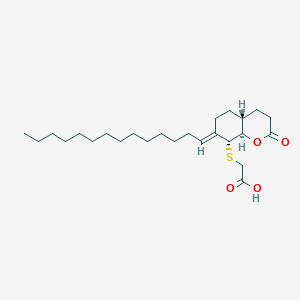 molecular formula C25H42O4S B1254349 2-[[(4aR,7E,8R,8aR)-2-oxo-7-tetradecylidene-4,4a,5,6,8,8a-hexahydro-3H-chromen-8-yl]sulfanyl]acetic acid 