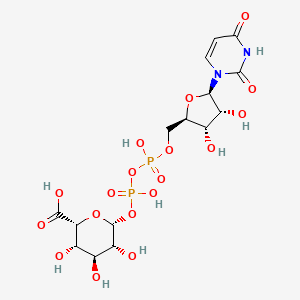 molecular formula C15H22N2O18P2 B1254373 (2R,3S,4S,5R,6R)-6-[[[(2R,3S,4R,5R)-5-(2,4-dioxopyrimidin-1-yl)-3,4-dihydroxyoxolan-2-yl]methoxy-hydroxyphosphoryl]oxy-hydroxyphosphoryl]oxy-3,4,5-trihydroxyoxane-2-carboxylic acid 