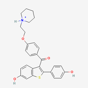 molecular formula C28H28NO4S+ B1254379 (2-(4-Hydroxyphenyl)-6-hydroxybenzo(b)thien-3-yl)(4-(2-(1-piperidinyl)ethoxy)phenyl)methanone 
