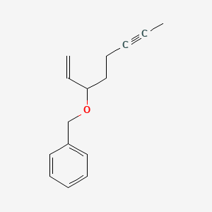 molecular formula C15H18O B12543854 Benzene, [[(1-ethenyl-4-hexynyl)oxy]methyl]- CAS No. 652154-96-6