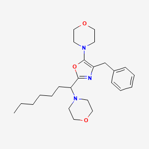molecular formula C25H37N3O3 B12543978 Morpholine, 4-[2-[1-(4-morpholinyl)heptyl]-4-(phenylmethyl)-5-oxazolyl]- CAS No. 845791-22-2