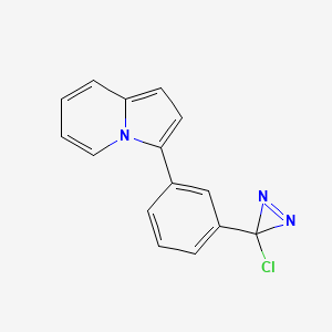 molecular formula C15H10ClN3 B12544236 Indolizine, 3-[3-(3-chloro-3H-diazirin-3-yl)phenyl]- CAS No. 655245-16-2