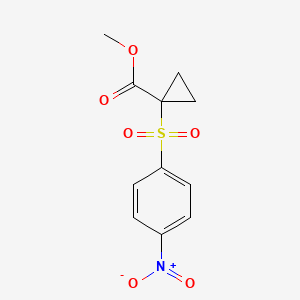 molecular formula C11H11NO6S B12544327 Cyclopropanecarboxylic acid, 1-((4-nitrophenyl)sulfonyl)-, methyl ester CAS No. 145348-26-1