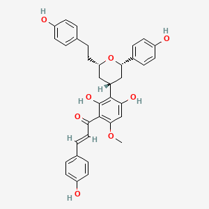(E)-1-[2,4-dihydroxy-3-[(2S,4R,6S)-2-(4-hydroxyphenyl)-6-[2-(4-hydroxyphenyl)ethyl]oxan-4-yl]-6-methoxyphenyl]-3-(4-hydroxyphenyl)prop-2-en-1-one