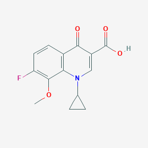 molecular formula C14H12FNO4 B125447 1-Cyclopropyl-7-fluoro-8-methoxy-4-oxo-1,4-dihydroquinoline-3-carboxylic acid CAS No. 221221-16-5