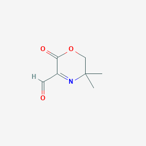 molecular formula C7H9NO3 B125452 3,3-Dimethyl-6-oxo-2H-1,4-oxazine-5-carbaldehyde CAS No. 142068-58-4
