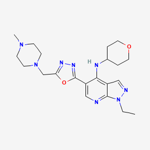 1-ethyl-5-[5-[(4-methyl-1-piperazinyl)methyl]-1,3,4-oxadiazol-2-yl]-N-(tetrahydro-2H-pyran-4-yl)-1H-Pyrazolo[3,4-b]pyridin-4-amine