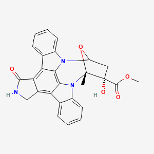 molecular formula C27H21N3O5 B1254578 methyl (15R,16S)-16-hydroxy-15-methyl-3-oxo-28-oxa-4,14,19-triazaoctacyclo[12.11.2.115,18.02,6.07,27.08,13.019,26.020,25]octacosa-1,6,8,10,12,20,22,24,26-nonaene-16-carboxylate 