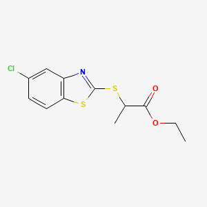 molecular formula C12H12ClNO2S2 B12545927 Ethyl 2-[(5-chloro-1,3-benzothiazol-2-yl)sulfanyl]propanoate CAS No. 655251-61-9