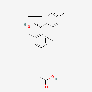 molecular formula C26H36O3 B12546008 Acetic acid;3,3-dimethyl-1,1-bis(2,4,6-trimethylphenyl)but-1-en-2-ol CAS No. 146819-84-3