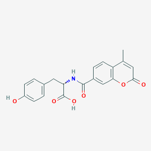 molecular formula C20H17NO6 B12546159 N-[(4-Methyl-2-oxo-2H-1-benzopyran-7-yl)carbonyl]-L-tyrosine CAS No. 143457-46-9