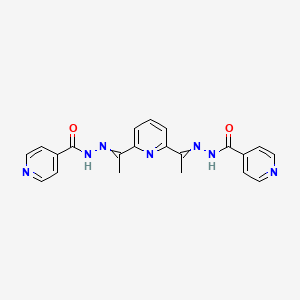 molecular formula C21H19N7O2 B12546180 N-[1-[6-[C-methyl-N-(pyridine-4-carbonylamino)carbonimidoyl]pyridin-2-yl]ethylideneamino]pyridine-4-carboxamide CAS No. 147662-14-4
