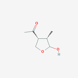 molecular formula C7H12O3 B1254619 1-((3R,4S)-5-Hydroxy-4-methyltetrahydrofuran-3-yl)ethanone 